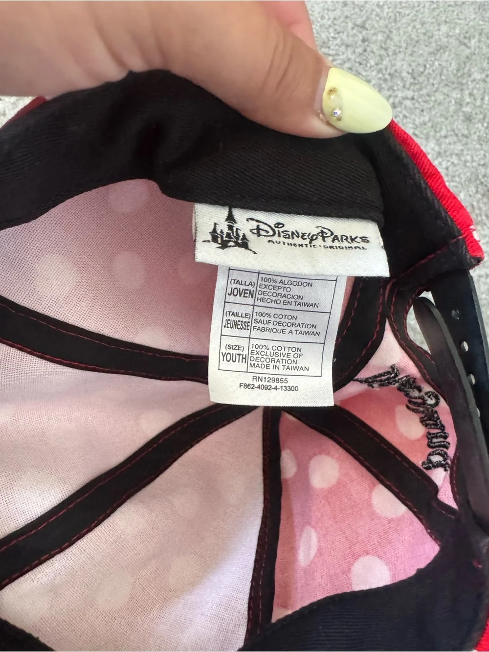 Disney Pink Polka Dot Minnie Ear Hat with Black Accents